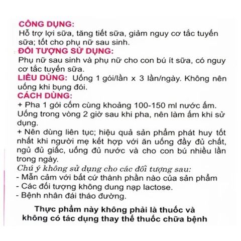 Cốm Lợi Sữa TT.Galac Traphaco - Tăng Tiết Sữa, Hỗ Trợ Phụ Nữ Sau Sinh (20 Gói x 3g)