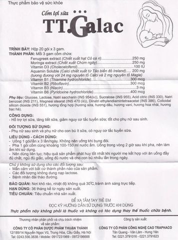 Cốm Lợi Sữa TT.Galac Traphaco - Tăng Tiết Sữa, Hỗ Trợ Phụ Nữ Sau Sinh (20 Gói x 3g)