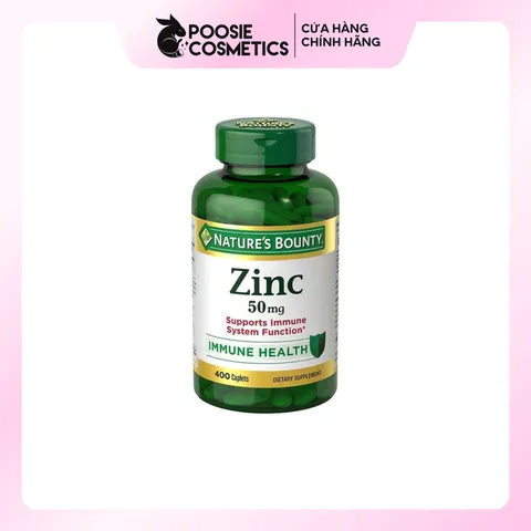 Viên uống bổ sung kẽm Nature's Bounty Zinc 50mg - Hỗ trợ sức đề kháng và sức khỏe làn da, 400 viên