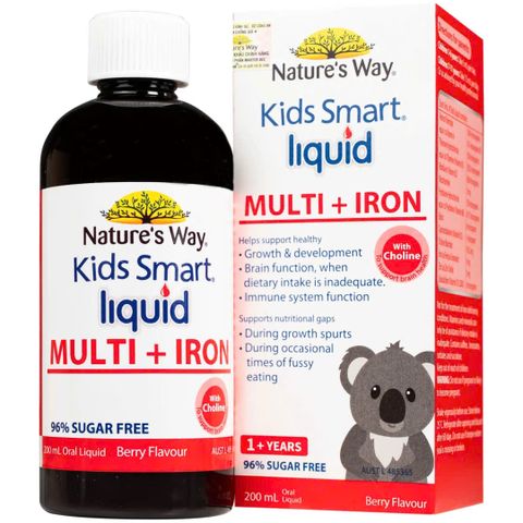 Siro Hỗ Trợ Multivitamin và Sắt Nature's Way Kids Smart Liquid Multi - Tăng Cường Sức Khỏe Trẻ Em Từ 1 Tuổi Trở Lên