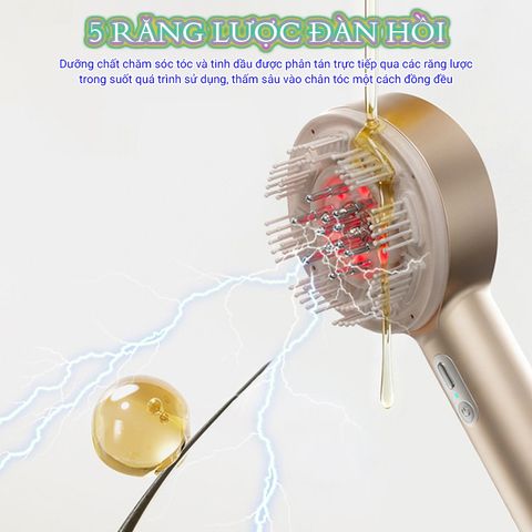 Lược massage da đầu Nikio NK-112 Pro - Công nghệ EMS và hồng ngoại, giúp giảm rụng tóc và thư giãn hiệu quả, chống nước IPX7, dễ mang theo.