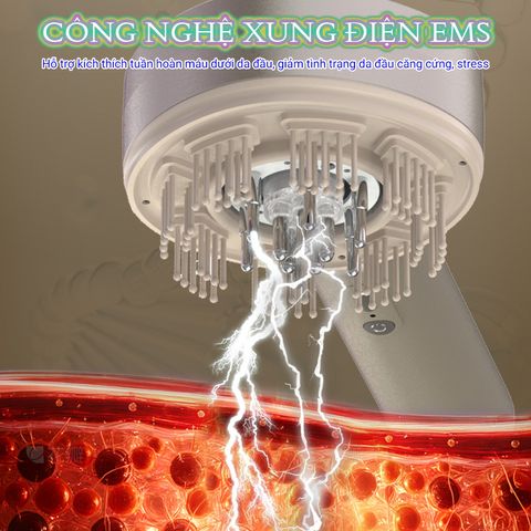 Lược massage da đầu Nikio NK-112 Pro - Công nghệ EMS và hồng ngoại, giúp giảm rụng tóc và thư giãn hiệu quả, chống nước IPX7, dễ mang theo.