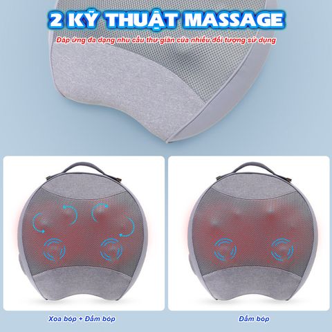 Gối Massage Hồng Ngoại Nikio NK-137 - Đa Năng Pin Sạc, Massage Cổ Vai Gáy, Lưng, Tay Chân, Thư Giãn Bất Cứ Đâu