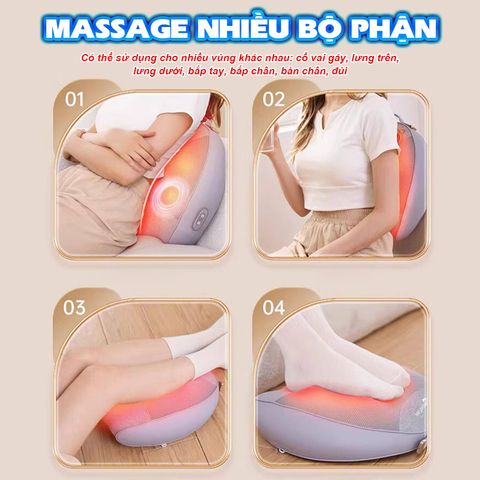 Gối Massage Hồng Ngoại Nikio NK-137 - Đa Năng Pin Sạc, Massage Cổ Vai Gáy, Lưng, Tay Chân, Thư Giãn Bất Cứ Đâu