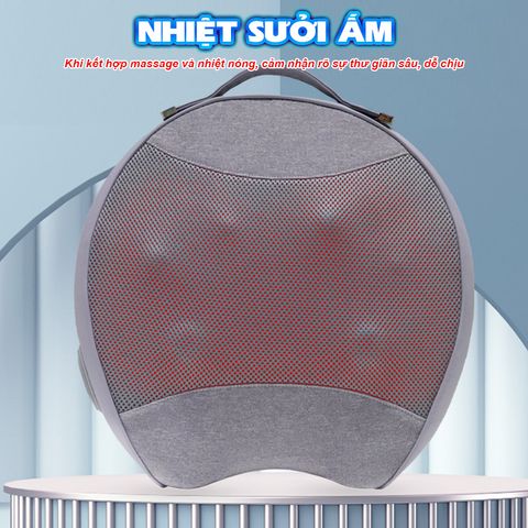 Gối Massage Hồng Ngoại Nikio NK-137 - Đa Năng Pin Sạc, Massage Cổ Vai Gáy, Lưng, Tay Chân, Thư Giãn Bất Cứ Đâu