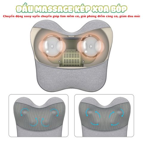 Gối Massage Lưng Cổ Vai Gáy Booster Boluojun BT-30 - Massage Nhiệt Hồng Ngoại, Pin Sạc Tiện Lợi, Thư Giãn Tại Nhà