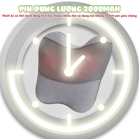 Gối Massage Lưng Cổ Vai Gáy Booster Boluojun BT-30 - Massage Nhiệt Hồng Ngoại, Pin Sạc Tiện Lợi, Thư Giãn Tại Nhà