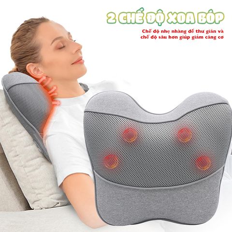 Gối Massage Lưng Cổ Vai Gáy Booster Boluojun BT-30 - Massage Nhiệt Hồng Ngoại, Pin Sạc Tiện Lợi, Thư Giãn Tại Nhà