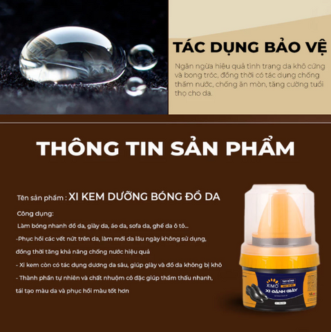 Xi Dưỡng Bóng Giày Da XIMO - Kem Bảo Vệ Da, Dưỡng Ẩm, Tăng Độ Bóng và Chống Thấm Nước, Phục Hồi Da Giày, Sofa, Túi Xách