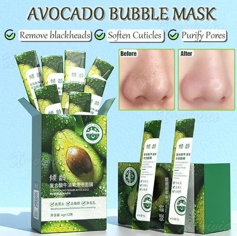 Mặt Nạ Làm Sạch Bong Bóng Bơ - Sữa Rửa Mặt Dưỡng Ẩm Kiểm Soát Dầu Tẩy Mụn Đầu Đen - Chăm Sóc Da Hàng Ngày từ Đài Loan