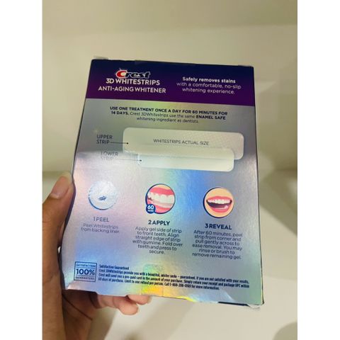 Bộ Dán Trắng Răng Crest 3DWhitestrips - Làm Trắng Đến 18 Cấp Độ, Công Nghệ Bám Chắc, 14 Gói Tại Nhà, Nụ Cười Rạng Rỡ