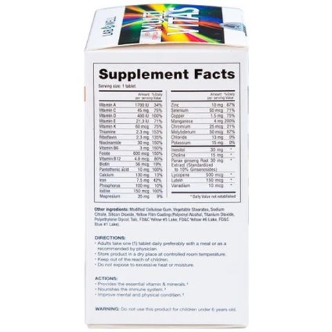 Viên Uống Bổ Sung Vitamin Tổng Hợp Multi Vitas Lab Well 60 Viên - Tăng Cường Sức Đề Kháng, Cải Thiện Năng Lượng, Dinh Dưỡng Toàn Diện