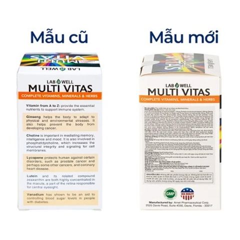 Viên Uống Bổ Sung Vitamin Tổng Hợp Multi Vitas Lab Well 60 Viên - Tăng Cường Sức Đề Kháng, Cải Thiện Năng Lượng, Dinh Dưỡng Toàn Diện