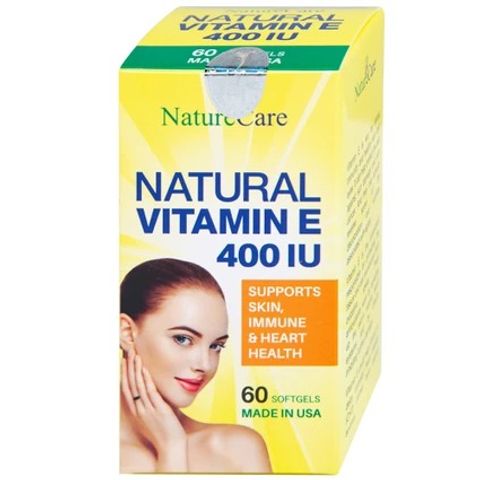 Viên uống Vitamin E 400 IU NatureCare - Bổ sung làm đẹp da và cải thiện sức khỏe làn da (60 viên)