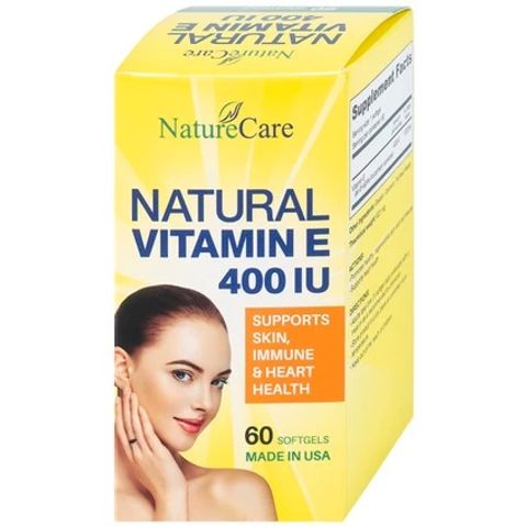 Viên uống Vitamin E 400 IU NatureCare - Bổ sung làm đẹp da và cải thiện sức khỏe làn da (60 viên)