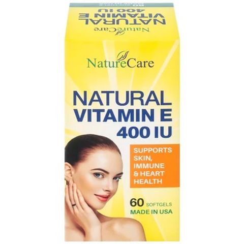 Viên uống Vitamin E 400 IU NatureCare - Bổ sung làm đẹp da và cải thiện sức khỏe làn da (60 viên)