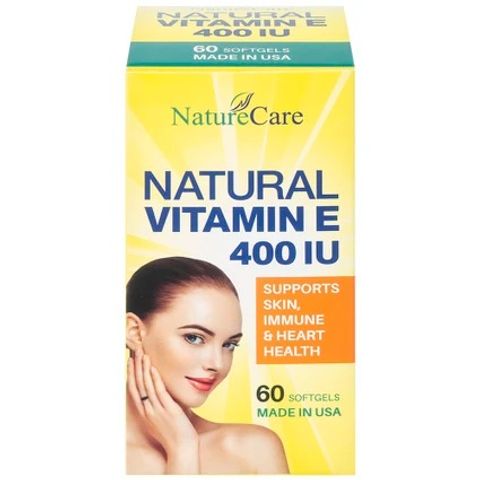 Viên uống Vitamin E 400 IU NatureCare - Bổ sung làm đẹp da và cải thiện sức khỏe làn da (60 viên)