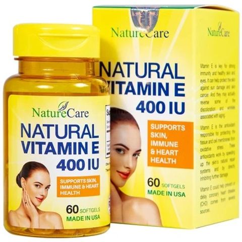 Viên uống Vitamin E 400 IU NatureCare - Bổ sung làm đẹp da và cải thiện sức khỏe làn da (60 viên)
