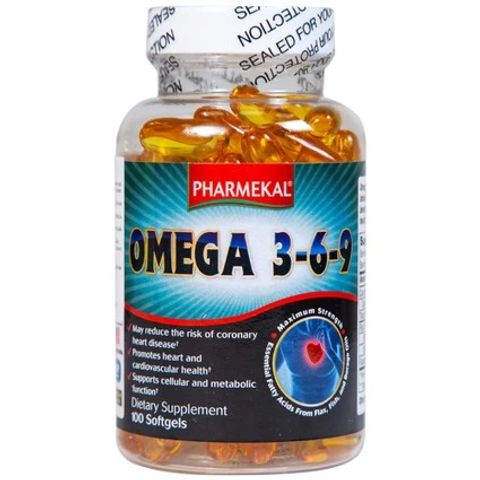 Viên uống Omega 3-6-9 Pharmekal - Hỗ trợ sức khỏe tim mạch, giảm nguy cơ xơ vữa động mạch, 100 viên nang mềm tự nhiên
