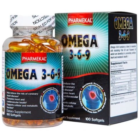 Viên uống Omega 3-6-9 Pharmekal - Hỗ trợ sức khỏe tim mạch, giảm nguy cơ xơ vữa động mạch, 100 viên nang mềm tự nhiên