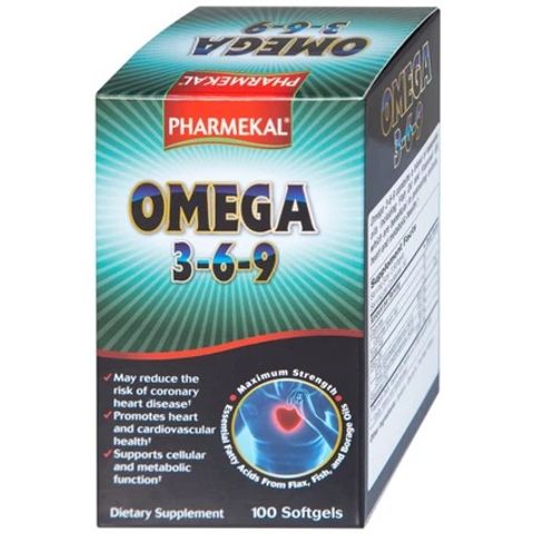 Viên uống Omega 3-6-9 Pharmekal - Hỗ trợ sức khỏe tim mạch, giảm nguy cơ xơ vữa động mạch, 100 viên nang mềm tự nhiên