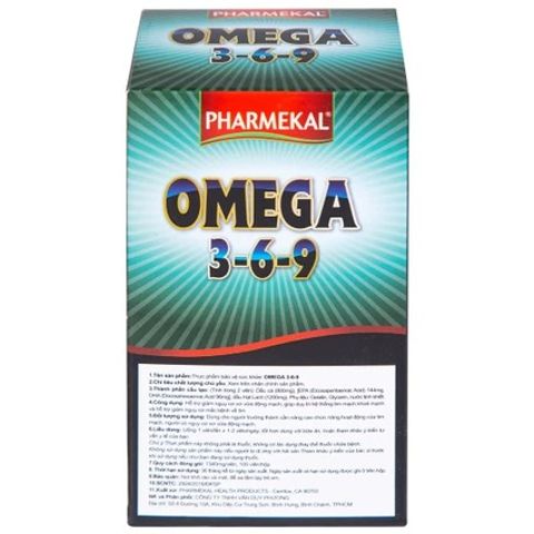 Viên uống Omega 3-6-9 Pharmekal - Hỗ trợ sức khỏe tim mạch, giảm nguy cơ xơ vữa động mạch, 100 viên nang mềm tự nhiên