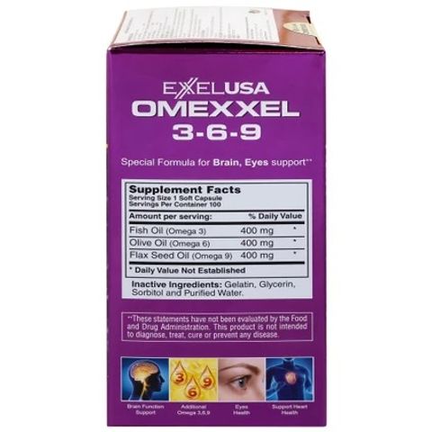 Viên uống bổ não, tăng cường thị lực và sức khỏe tim mạch Omexxel 3-6-9 - Giải pháp Omega 3-6-9 cho trí nhớ và mắt khỏe mạnh (100 viên)