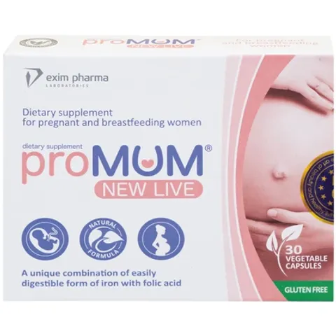 Viên uống proMUM New Live bổ sung Acid Folic và Sắt cho phụ nữ mang thai và cho con bú - 30 viên dinh dưỡng thiết yếu cho mẹ và bé