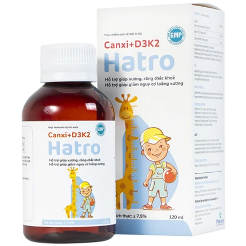 Siro Bổ Sung Canxi + D3K2 Hatro 120ml - Giúp Xương Răng Chắc Khỏe, Dinh Dưỡng Thiết Yếu Cho Trẻ Em và Phụ Nữ Có Thai