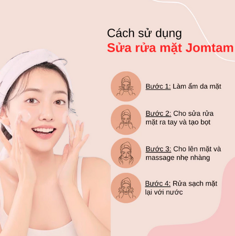 Sữa Rửa Mặt Kích Trắng Da JOMTAM - Giảm Mụn, Se Khít Lỗ Chân Lông, Làm Sáng Da và Kiểm Soát Dầu 150ml