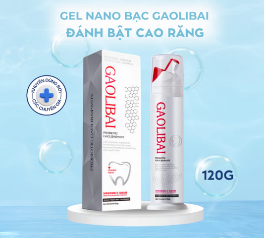 Gel Nano Bạc GAOLIBAI - Kem Đánh Răng Loại Bỏ Mảng Bám & Cao Răng, Trắng Răng, Hơi Thở Thơm Mát, Nhập Khẩu Nhật Bản 120g