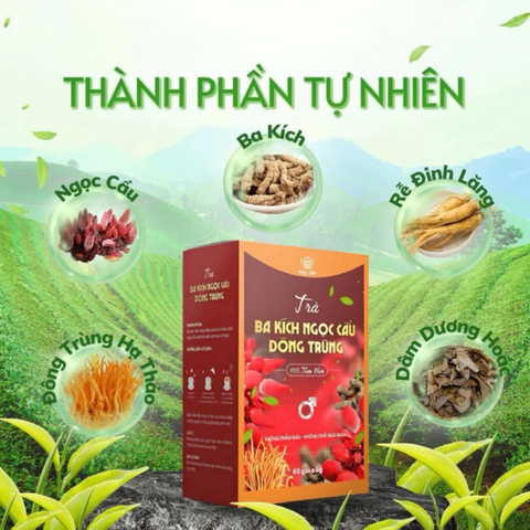 TRÀ THẢO MỘC Ba Kích Ngọc Cẩu Đông Trùng 7 Vị túi lọc trà 30 gói/60 gói (  phong độ phái mạnh )