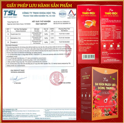 TRÀ THẢO MỘC Ba Kích Ngọc Cẩu Đông Trùng 7 Vị túi lọc trà 30 gói/60 gói (  phong độ phái mạnh )