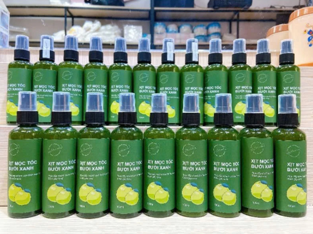 Xịt mọc tóc bưởi xanh 100ml - Tinh dầu tự nhiên giúp kích thích mọc tóc, ngăn rụng tóc, phục hồi hư tổn, dưỡng tóc chắc khỏe, mềm mượt