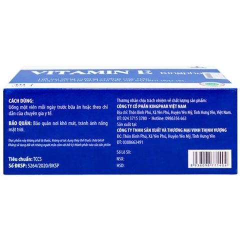Viên uống Vitamin E Kingphar 400 IU - Bổ sung vitamin E hỗ trợ chống oxy hóa và làm đẹp da (4 vỉ x 10 viên)