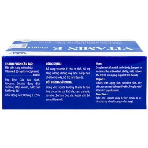Viên uống Vitamin E Kingphar 400 IU - Bổ sung vitamin E hỗ trợ chống oxy hóa và làm đẹp da (4 vỉ x 10 viên)
