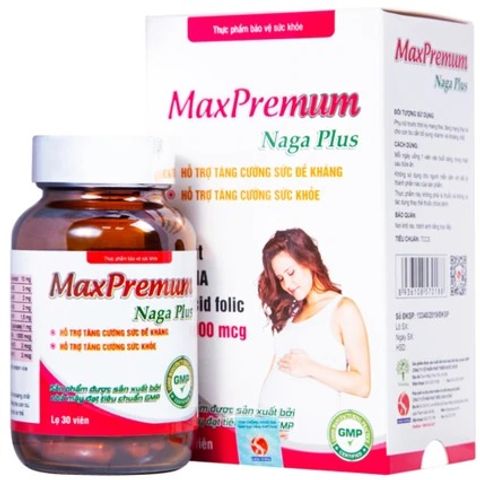 Viên uống bổ sung sắt, DHA, acid folic MaxPremum Naga Plus Vesta cho phụ nữ mang thai & cho con bú - 30 viên hỗ trợ sức khỏe mẹ & bé