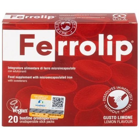 Bột Sắt Ferrolip Uga - Giải Pháp Hỗ Trợ Thiếu Máu, Bổ Sung Sắt Dễ Uống Cho Phụ Nữ Mang Thai (20 Gói)