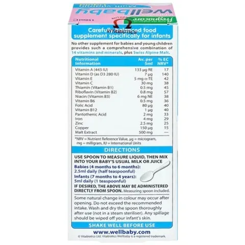 Siro Bổ Sung Vitamin và Khoáng Chất Wellbaby Multi-Vitamin Liquid 150ml - Hỗ Trợ Phát Triển Toàn Diện cho Trẻ Từ 6 Tháng Đến 4 Tuổi