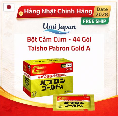 Bột Cảm Cúm Nhật Bản Taisho Pabron Gold A 44 Gói - Hỗ Trợ Giảm Nghẹt Mũi, Đau Đầu và Khó Chịu, Dạng Bột Uống Tiện Dụng