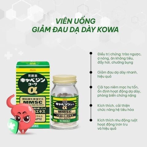 Viên Uống Dạ Dày Kowa Nhật Bản 300 Viên - Hỗ Trợ Tiêu Hóa, Giảm Đầy Bụng, Cảm Giác Ê Ẩm Sau Ăn, Sản Phẩm Nội Địa Nhật Bản