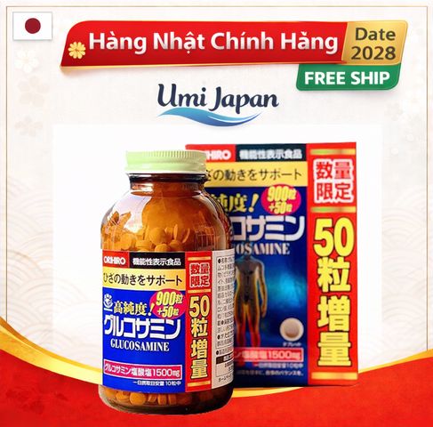 Bổ Xương Khớp Glucosamine Orihiro Nhật Bản 900 Viên - Hỗ Trợ Viêm Khớp và Thoái Hóa Khớp, Giúp Linh Hoạt Vận Động