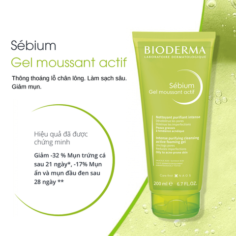Gel Rửa Mặt Giảm Mụn Bioderma Sébium 200mL - Gel Cleansing Chống Mụn, Làm Sạch Sâu, Dành Cho Da Dầu và Dễ Bị Mụn