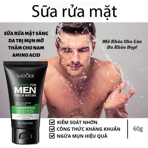 Sữa Rửa Mặt Dành Cho Nam Ngừa Mụn Than Hoạt Tính 100g - Làm Sạch Sâu, Giảm Nhờn, Tươi Mát, Dành Cho Da Đàn Ông
