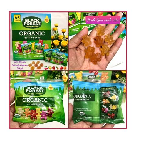 Thùng 65 Gói Kẹo Dẻo Gấu Trái Cây Hữu Cơ Black Forrest Organic Gummy Bears Mỹ [Date 7/2023]