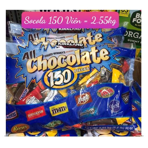 Kẹo Socola tổng hợp 150 viên Kirkland All Chocolate của Mỹ 2,55kg