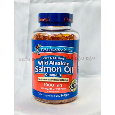 Dầu Cá Omega 3 Pure Alaska Wild Alaskan Salmon Oil 1000mg 210 Viên - Hỗ Trợ Tim Mạch và Sáng Mắt, Ngăn Ngừa Lão Hóa
