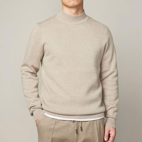 Áo Len Nam Cổ Lọ Phong Cách Hàn Quốc - Size L - Thời Trang Hàng Ngày Màu Kem và Xám