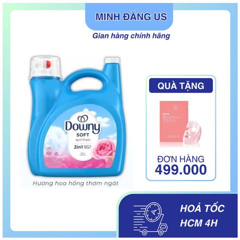 Nước xả làm mềm vải Downy Ultra April Fresh 4.45L - Mùi hương hoa lan quyến rũ, tiết kiệm thời gian giặt ủi, cho vải mềm mại thơm mát