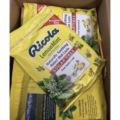 Kẹo Ngậm Ricola Lemon Mint Không Đường 105 Viên - Giảm Ho, Ngứa Cổ, Thảo Dược Tự Nhiên Từ Thụy Sĩ